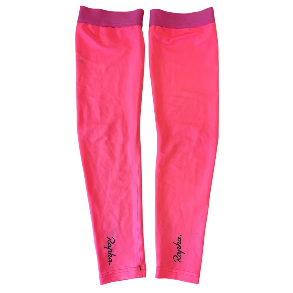 Rapha Cycling Arm Warmers Neon Pink Purple Cuff Logo Size Large Pair